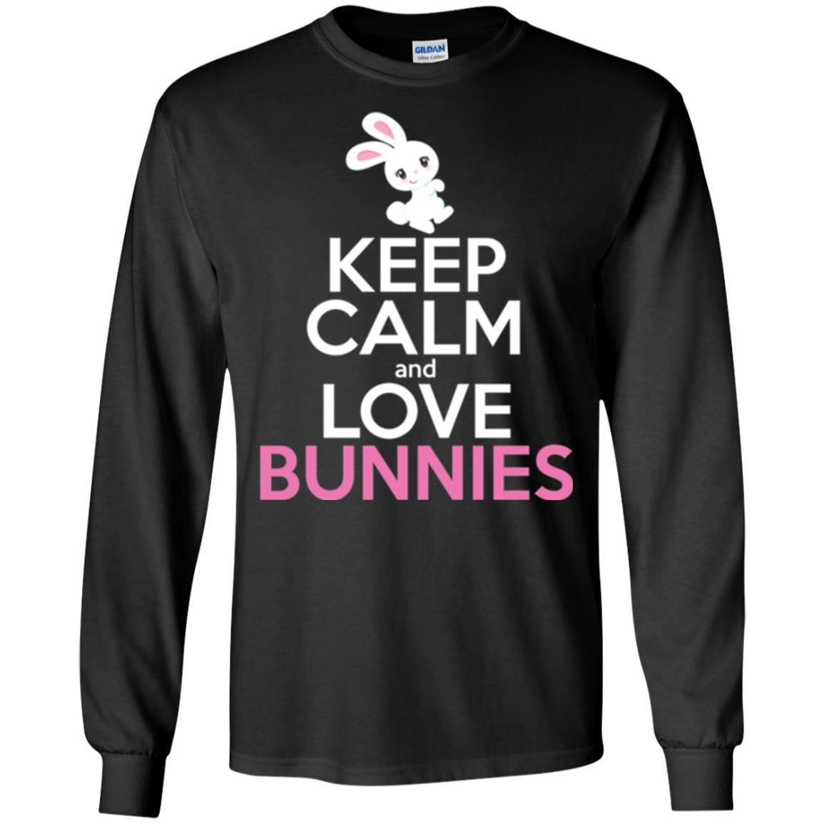 Bunny T-shirt Keep Calm And Love Bunnies Black