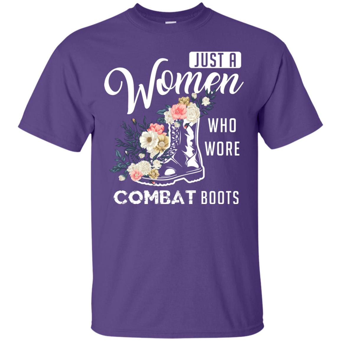 Just A Women Who Wore Combat Boots Female Veteran T-shirt Purple