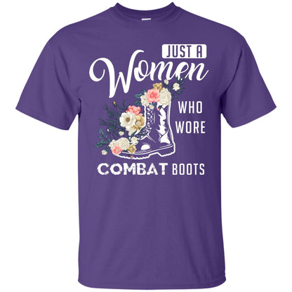 Just A Women Who Wore Combat Boots Female Veteran T-shirt Purple
