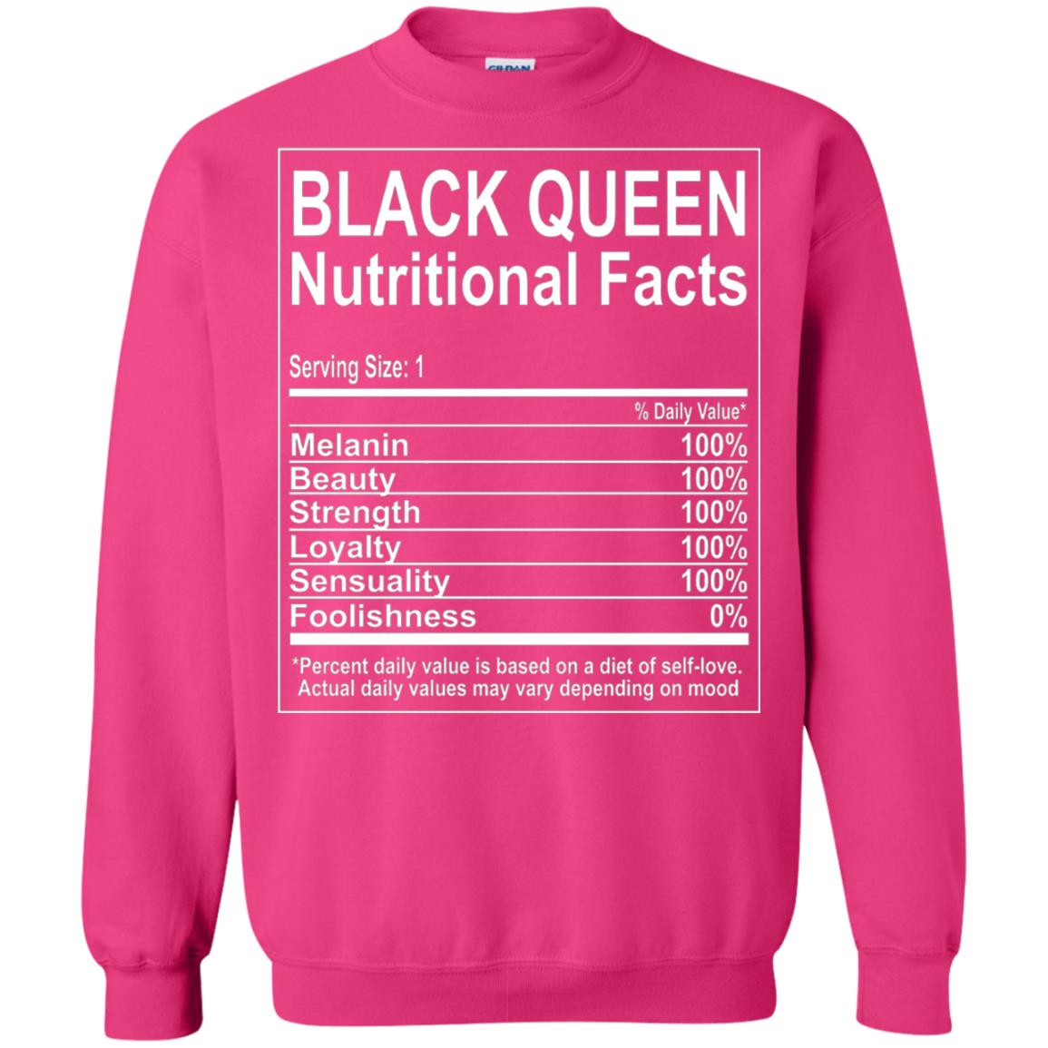 Black Queen Nutritional Facts T-shirt Self Love Heliconia