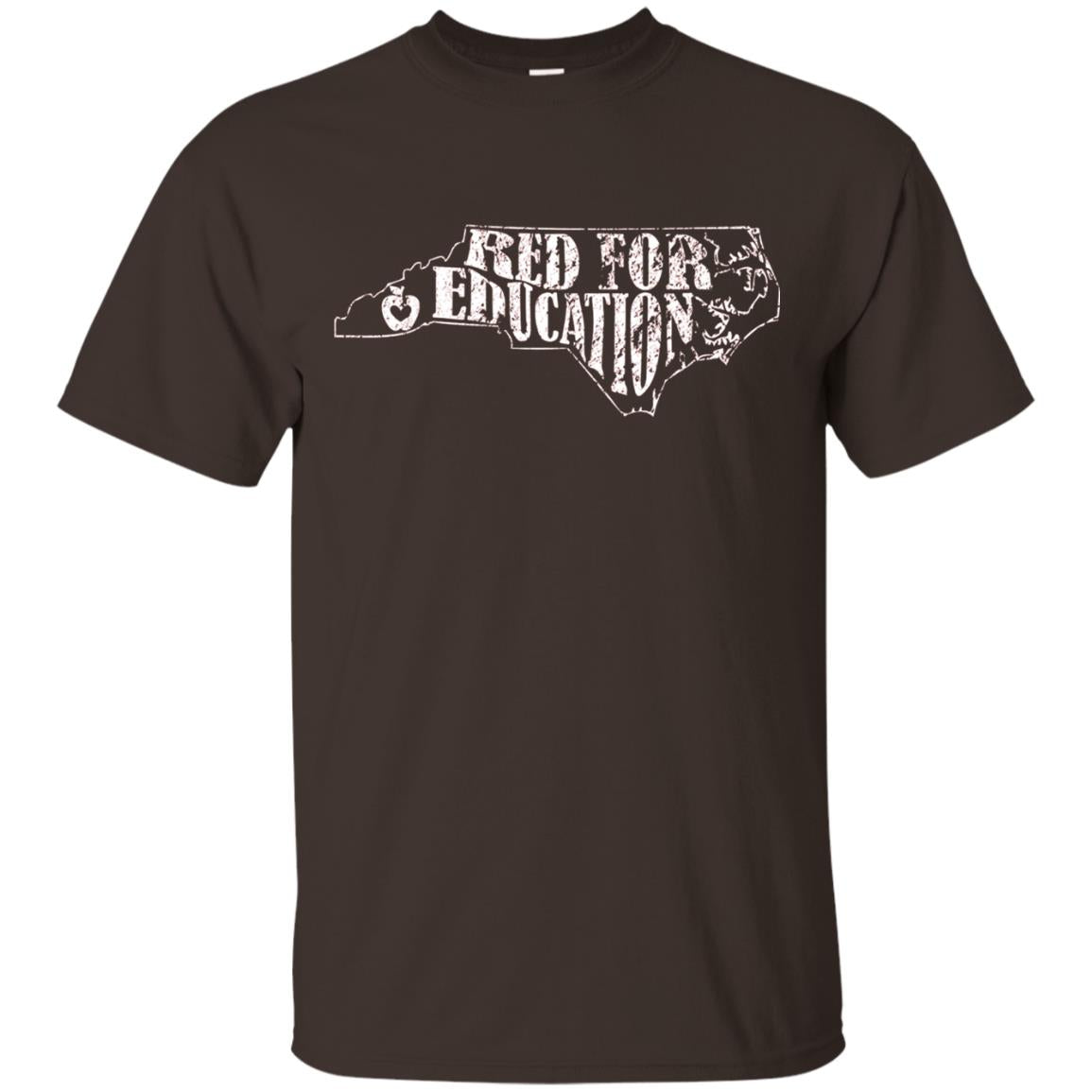 Distressed North Carolina Nc Red For Educator Shirt Dark Chocolate