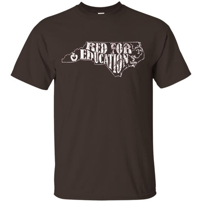 Distressed North Carolina Nc Red For Educator Shirt Dark Chocolate