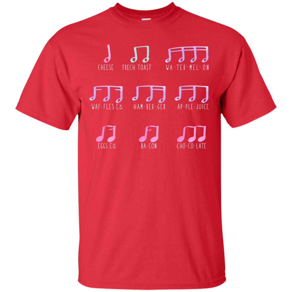 Music Is Like Food Funny Music Note Shirt Red