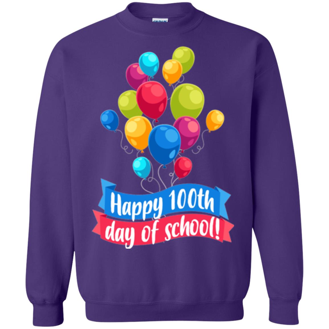 Happy 100th Day Of School Colorful Balloons Funny T-shirt Purple