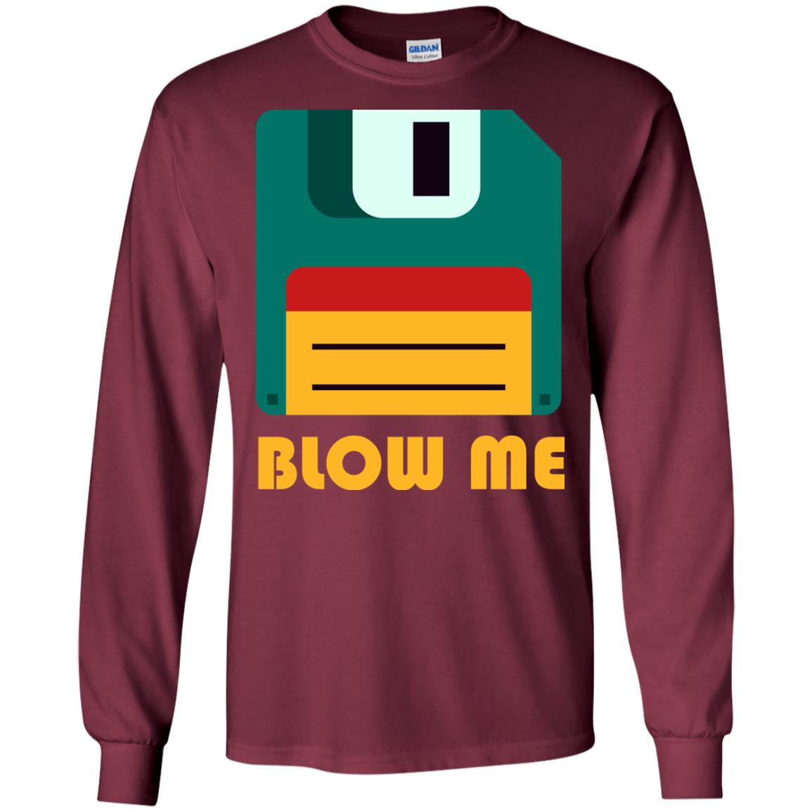 Blow Me Funny Floppy Disk Saying T-shirt Maroon