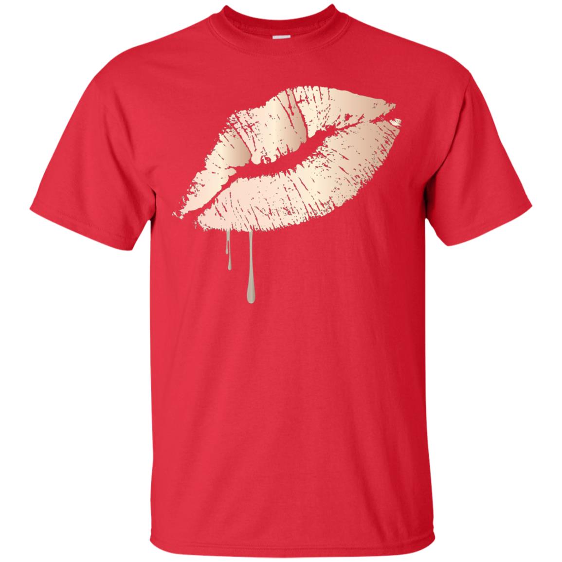 Rose Gold Dripping Lips T-shirt Red