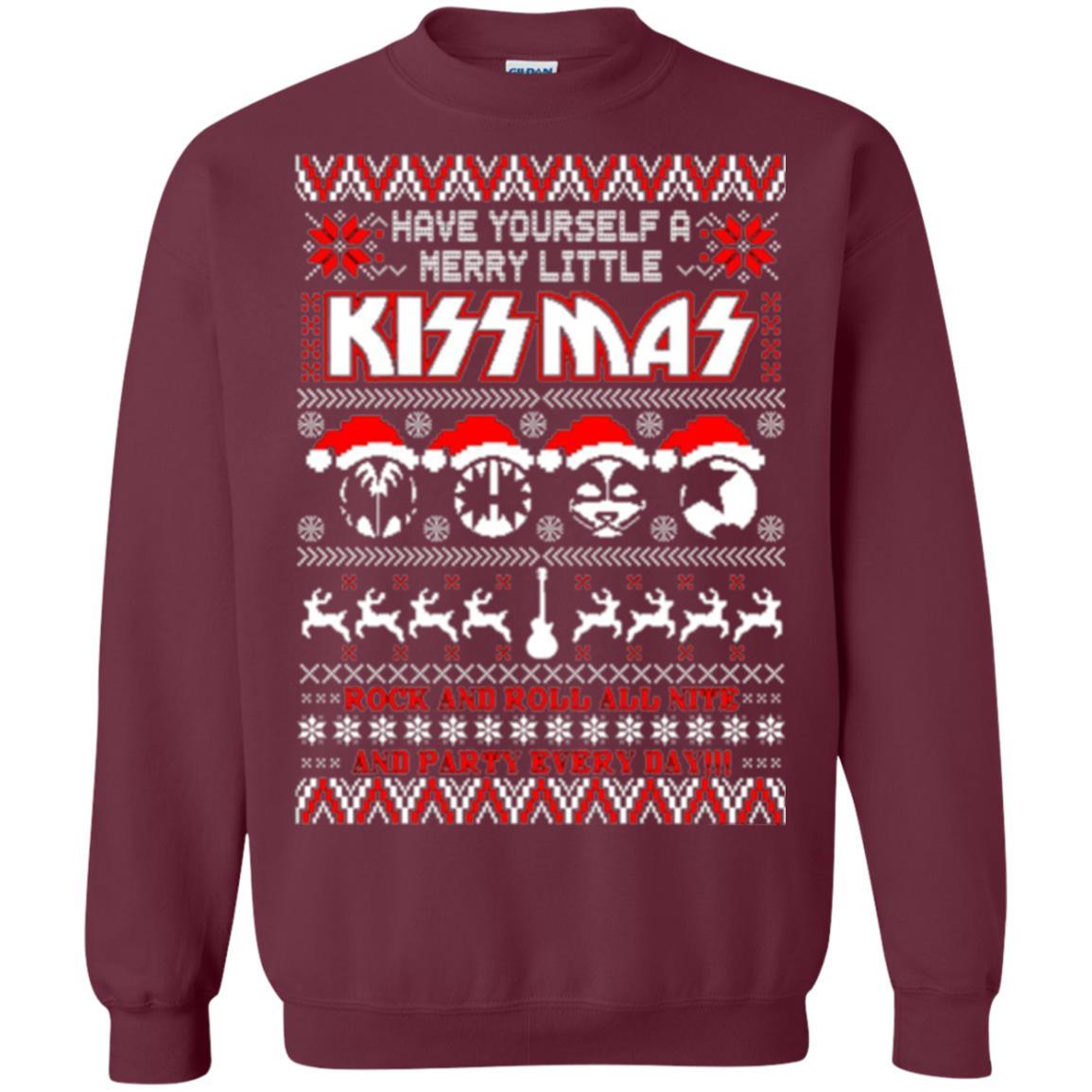Christmas T-shirt Have Yourself A Merry Little Kissmas Maroon