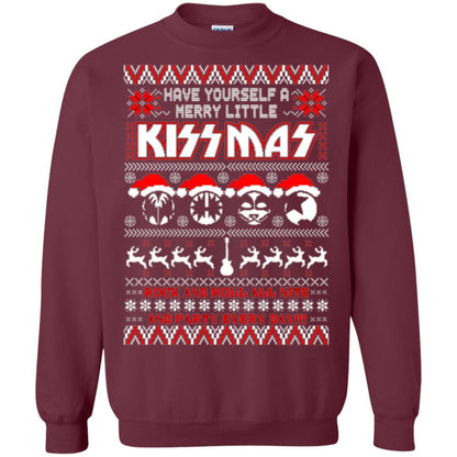 Christmas T-shirt Have Yourself A Merry Little Kissmas Maroon