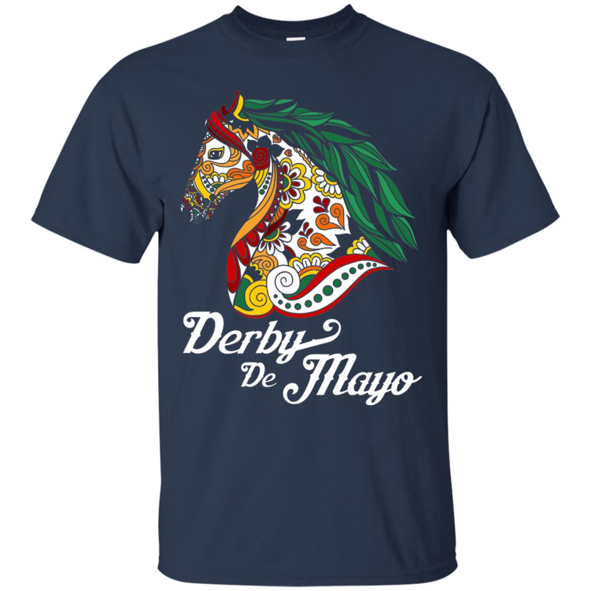 Derby Cinco De Mayo Floral Horse Race T-shirt Navy