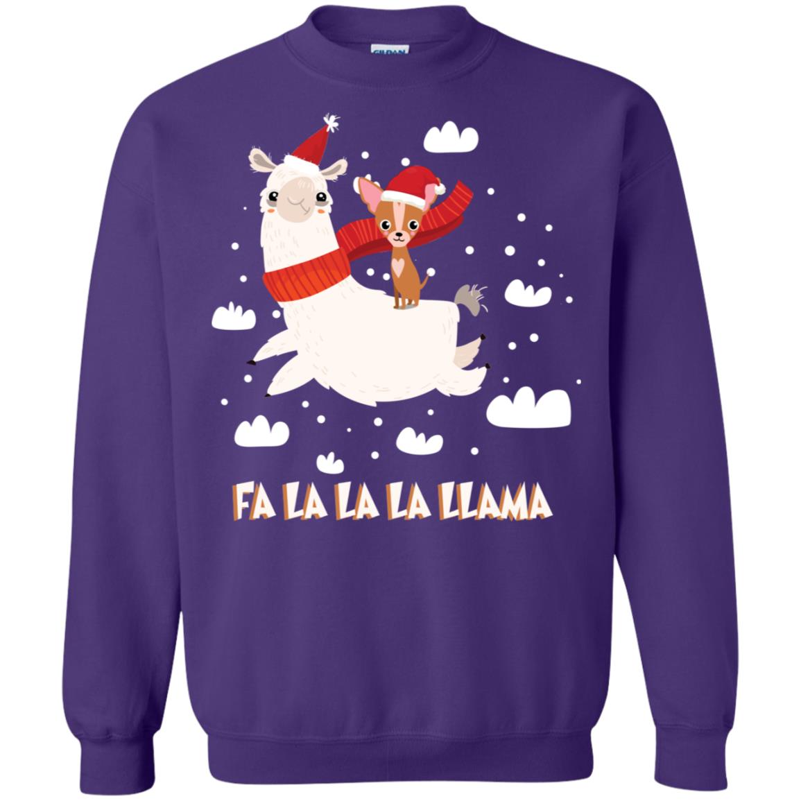 Fa La La La Llama With Chihuahua X-mas Gift Shirt Purple