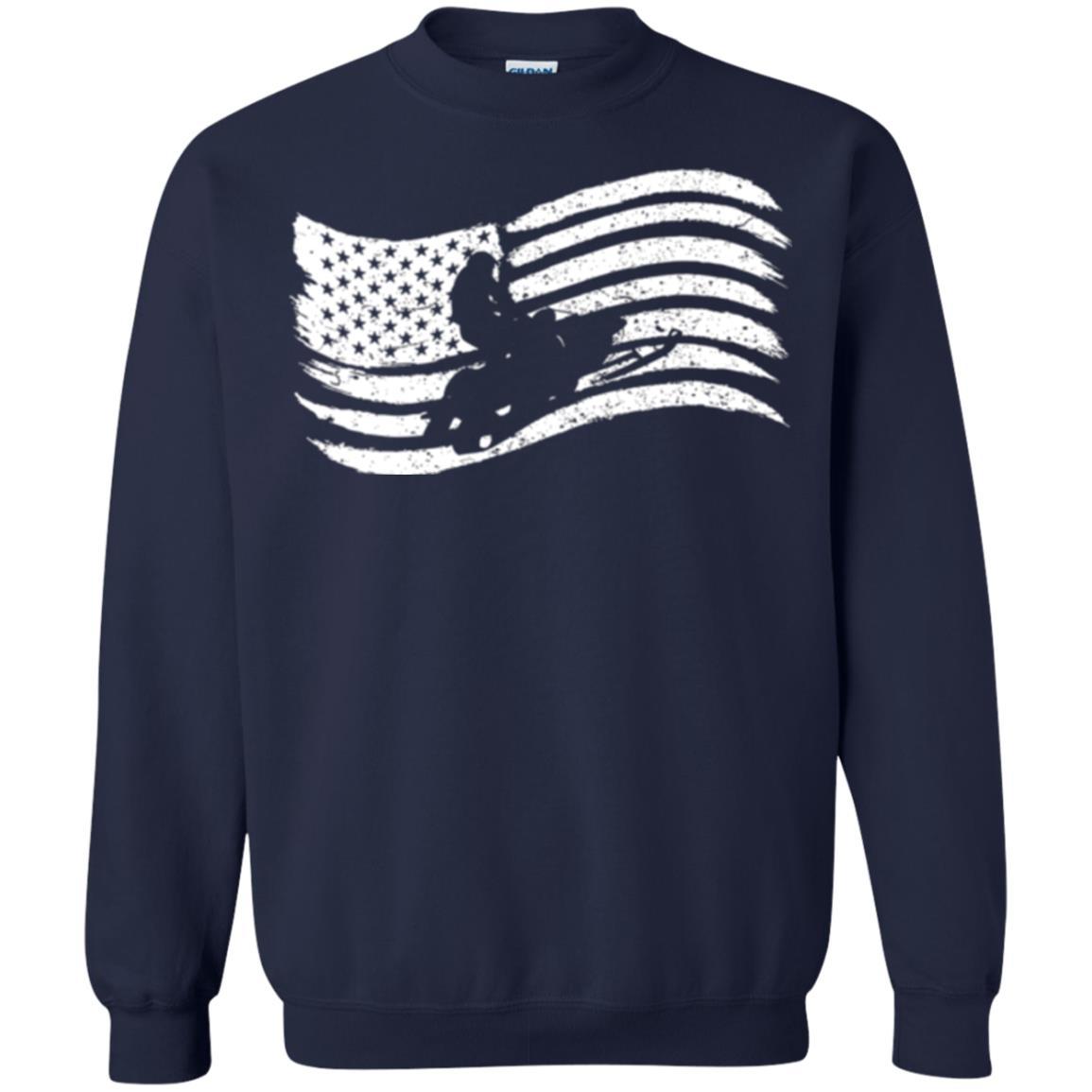 Snowmobile Rider T-shirt American Flag Navy