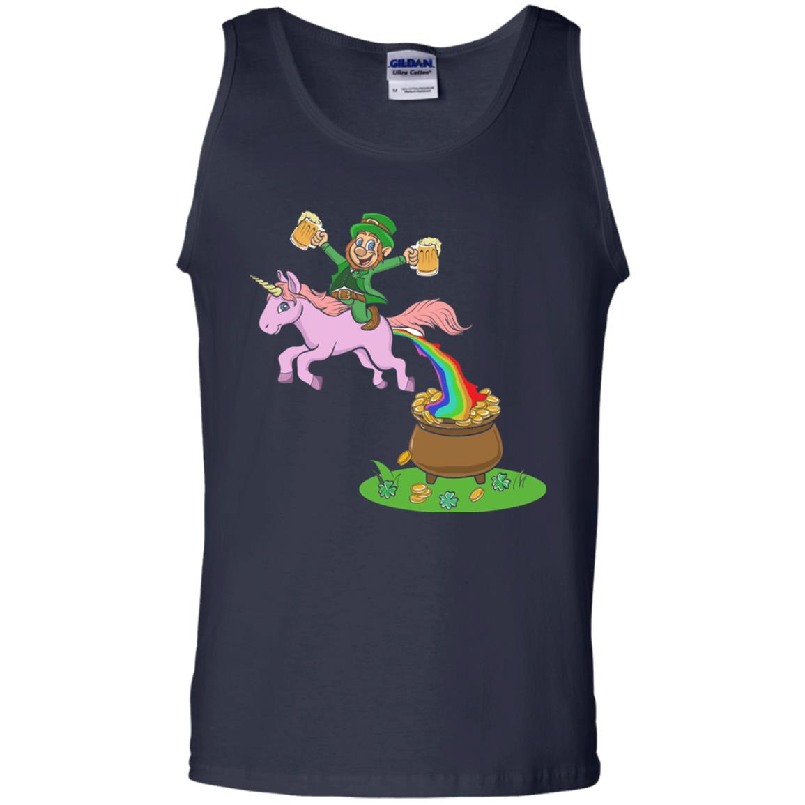 Leprechaun Riding A Unicorn Funny St Patricks Day T-shirt Navy