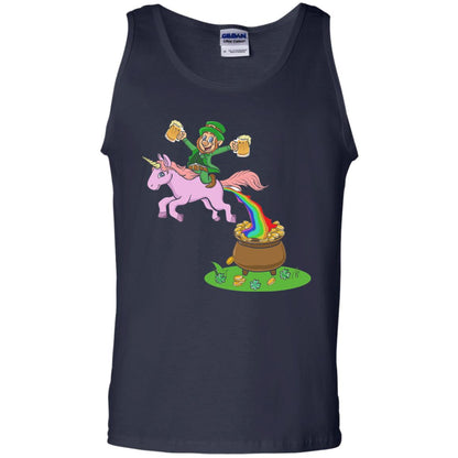 Leprechaun Riding A Unicorn Funny St Patricks Day T-shirt Navy