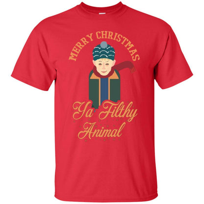 Christmas T-shirt Merry Christmas Ya Filthy Animal Red