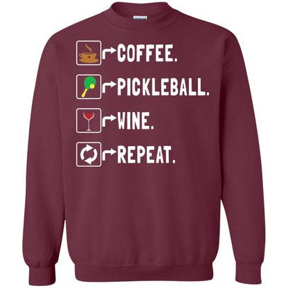 Funny Coffee Lovers T-shirt Pickleball Wine Repeat Maroon