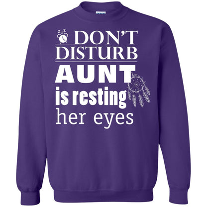 Don't Disturb Aunt Is Resting Her Eyes Funny Auntie Shirt Purple