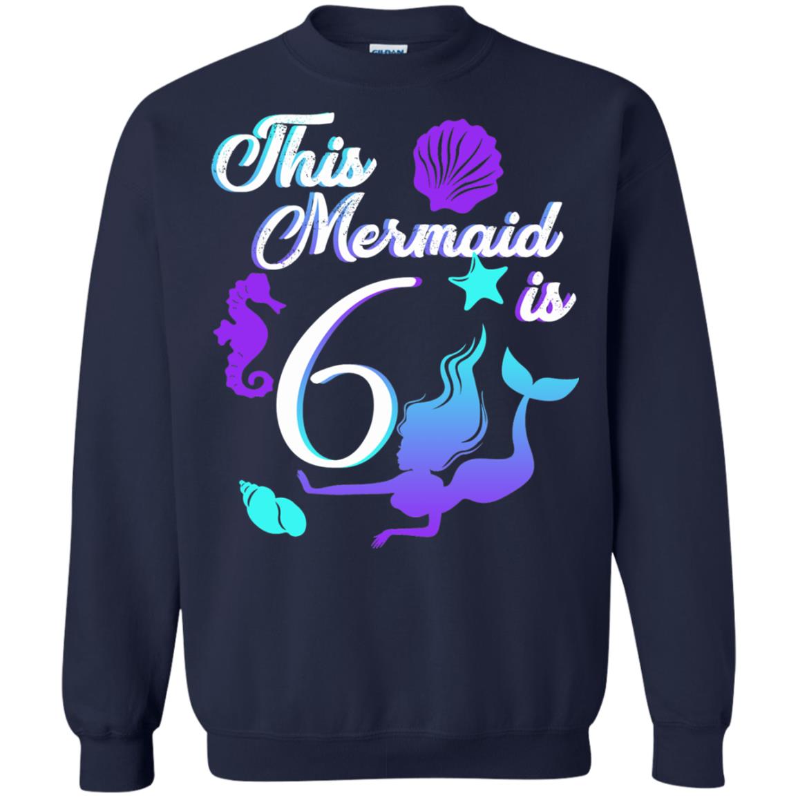6th Birthday Shirt This Mermaid Is 6 Navy