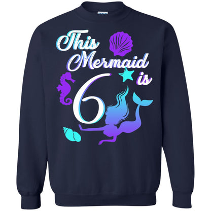 6th Birthday Shirt This Mermaid Is 6 Navy