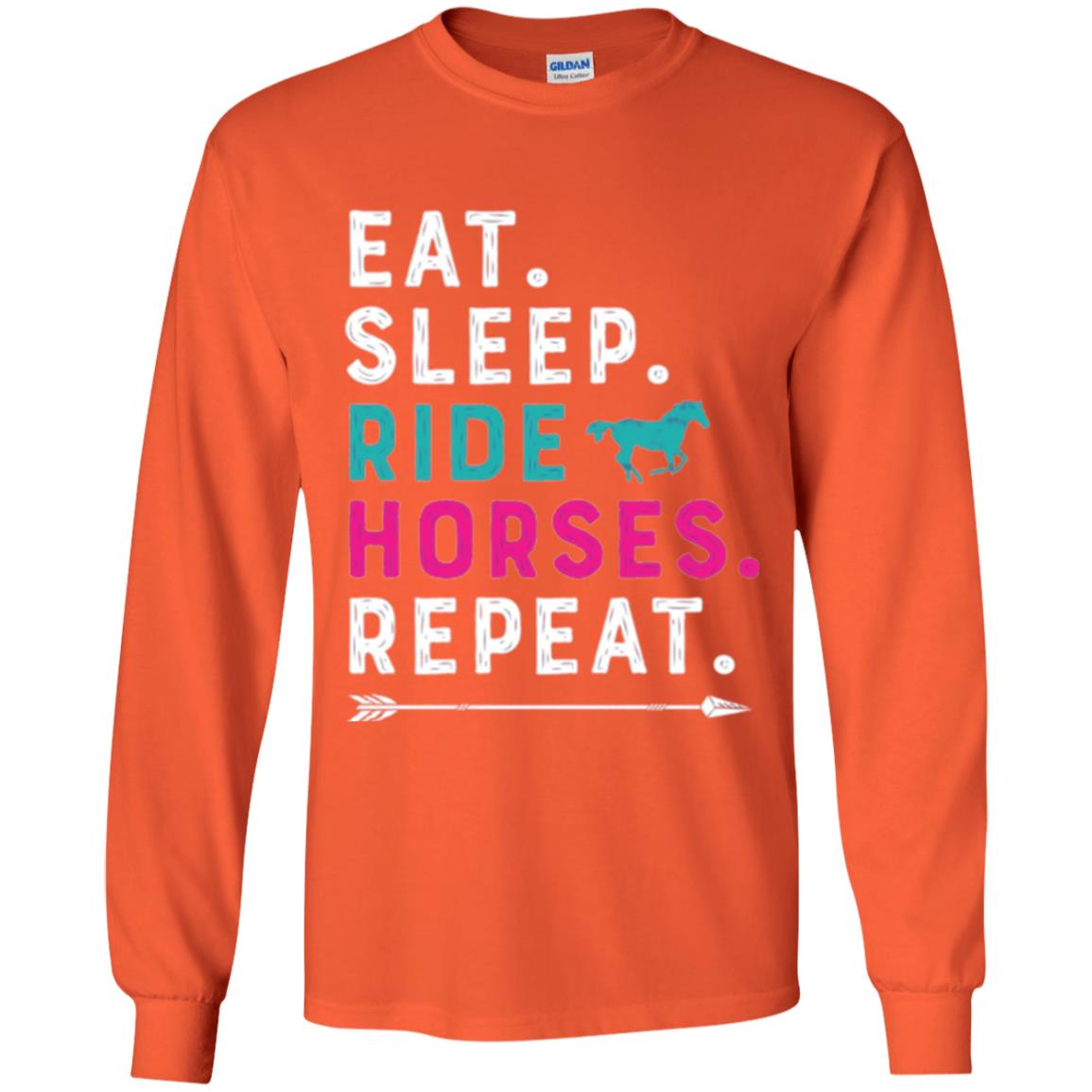 Horseback Lovers T-shirt Eat Sleep Ride Horses Repeat Orange
