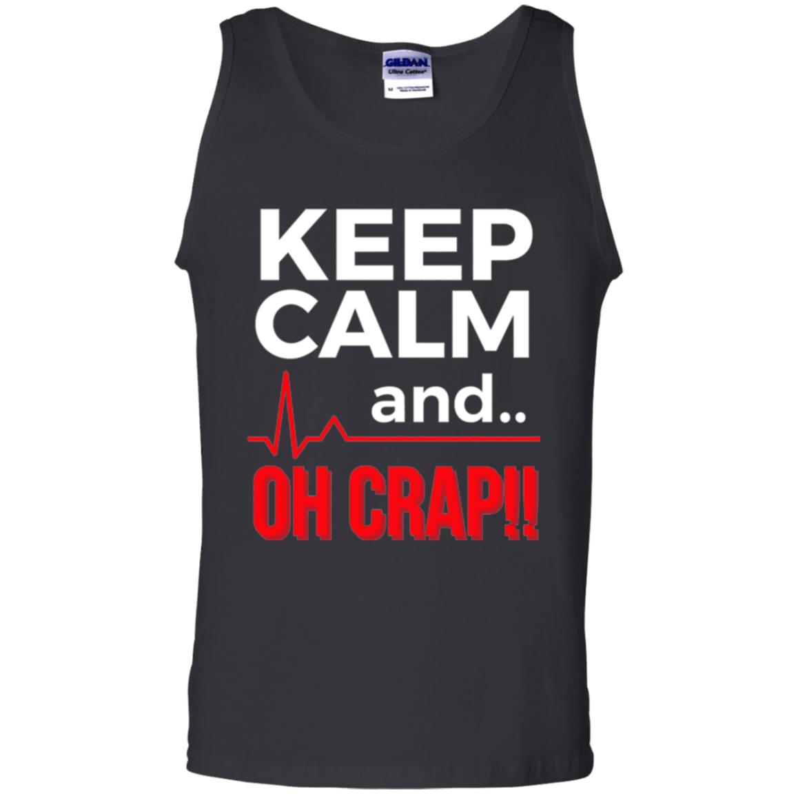 Funny Emergency Room T-shirt Keep Calm Oh Crap Flatline Black