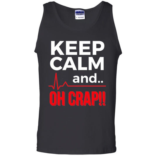 Funny Emergency Room T-shirt Keep Calm Oh Crap Flatline Black