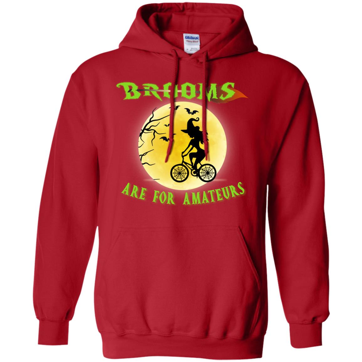 Brooms Are For Amateurs Witches Ride A Bicycle Funny Halloween Shirt Red