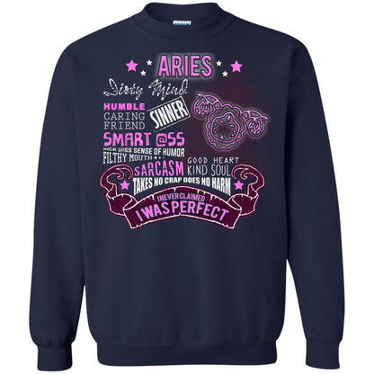 Dirty Mind Humble Caring Friend Filthy Sinner Mouth Good Heart Kind I Never Clamed I Was Perfect Aries Birthday Navy