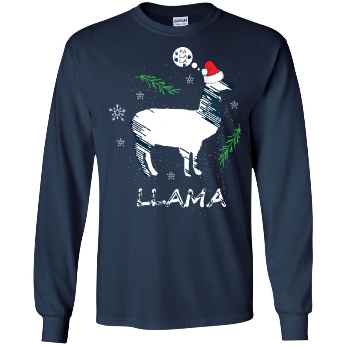 Christmas T-shirt Fa La La La Llama T-shirt Navy