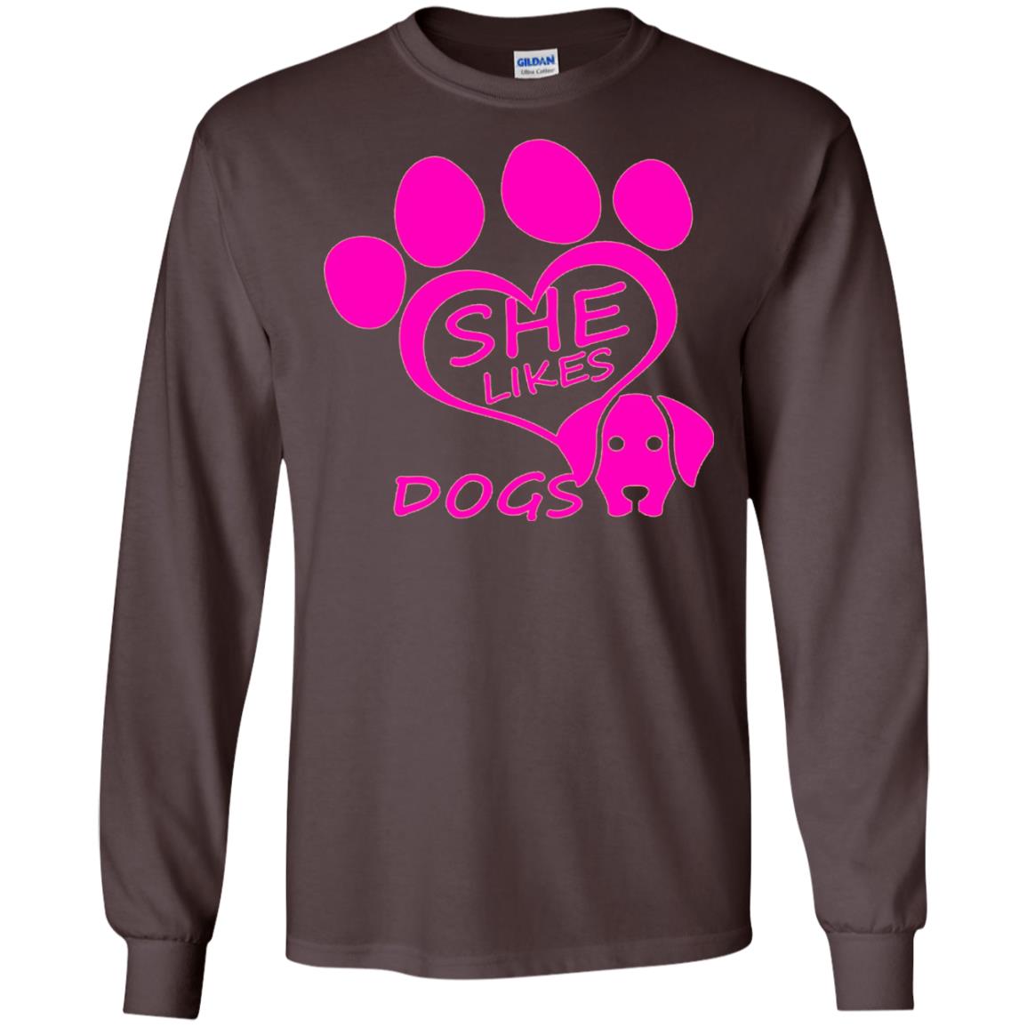 Dog Lovers Shirt She Likes Dogs Dark Chocolate