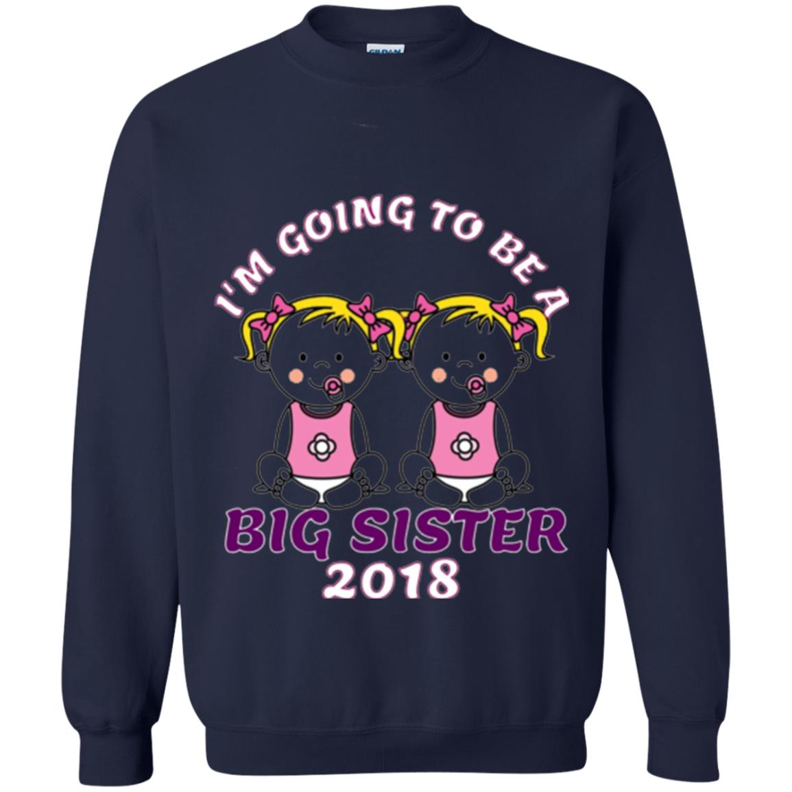 Family T-shirt I_m Going To Be A Big Sister Of Twins 2018 Navy