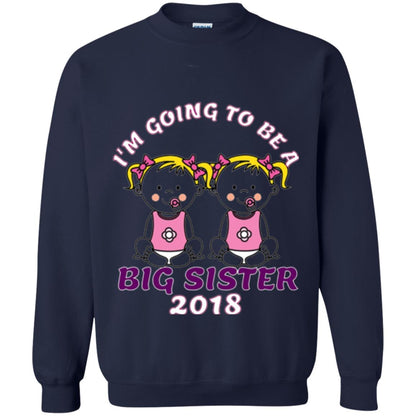 Family T-shirt I_m Going To Be A Big Sister Of Twins 2018 Navy