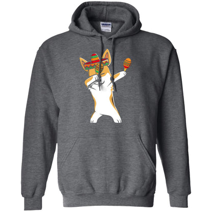 Dabbing Corgi Funny Cinco De Mayo T-shirt Dark Heather