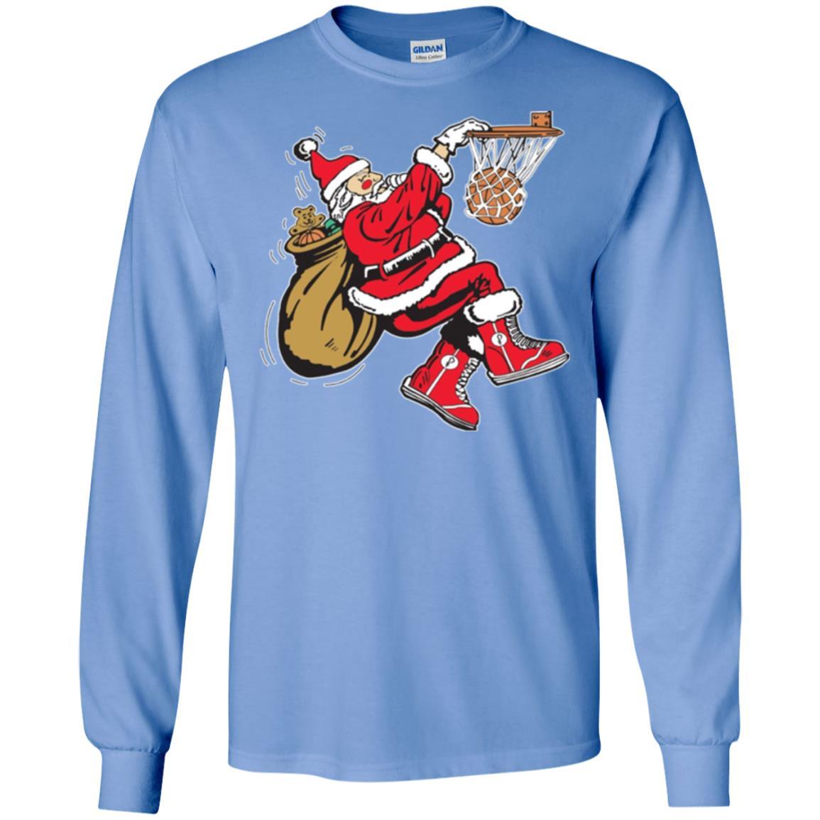 Christmas T-shirt Basketball Santa Claus Carolina Blue