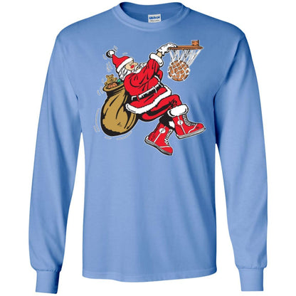 Christmas T-shirt Basketball Santa Claus Carolina Blue