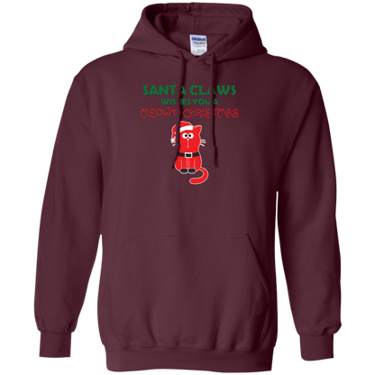 Christmas T-shirt Santa Claws Wishes You A Meowy Christmas Maroon