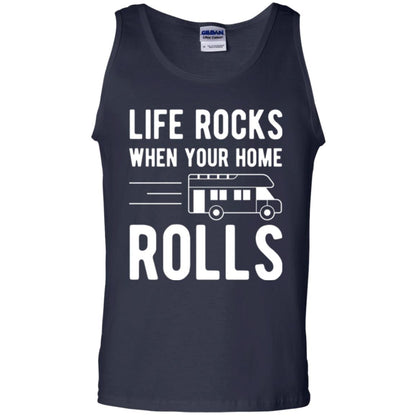 Camper Rv T-shirt Life Rocks When Your Home Roll Navy
