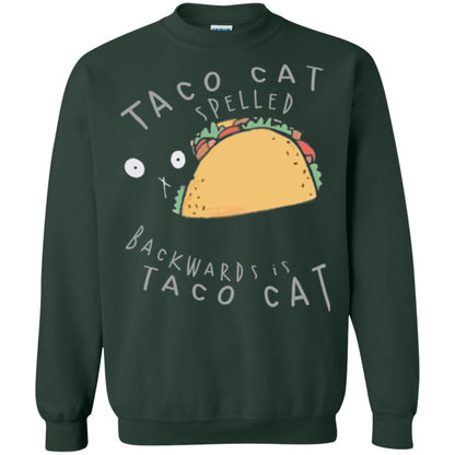 Cat Lovers T-shirt Taco Cat Spelled Backward Is Taco Cat Forest Green