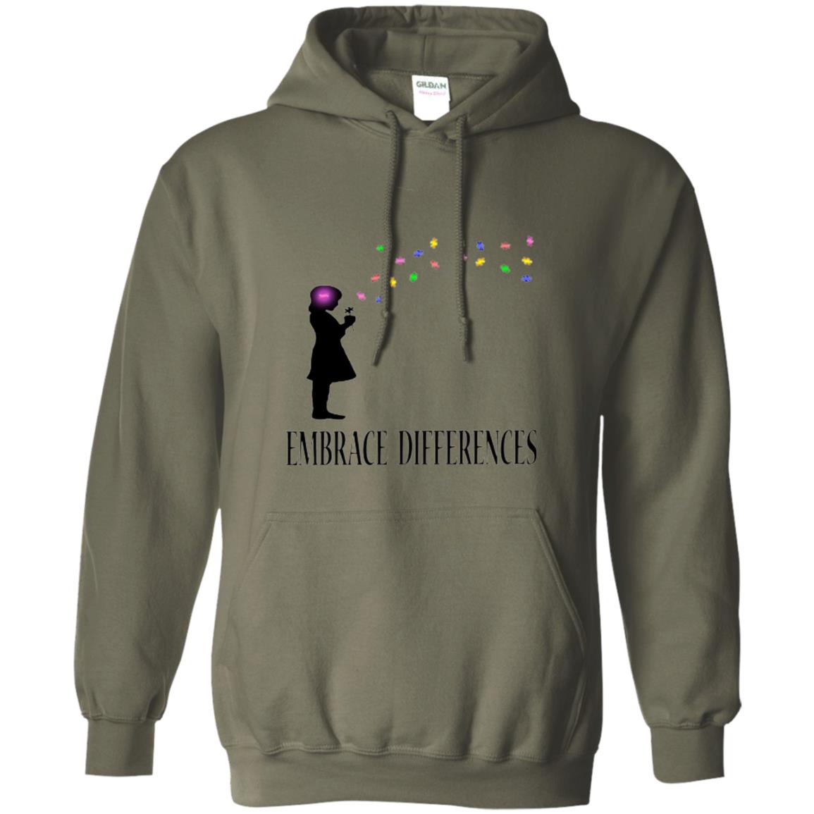 Autism Awareness T-shirt Embrace Differences T-shirt Military Green