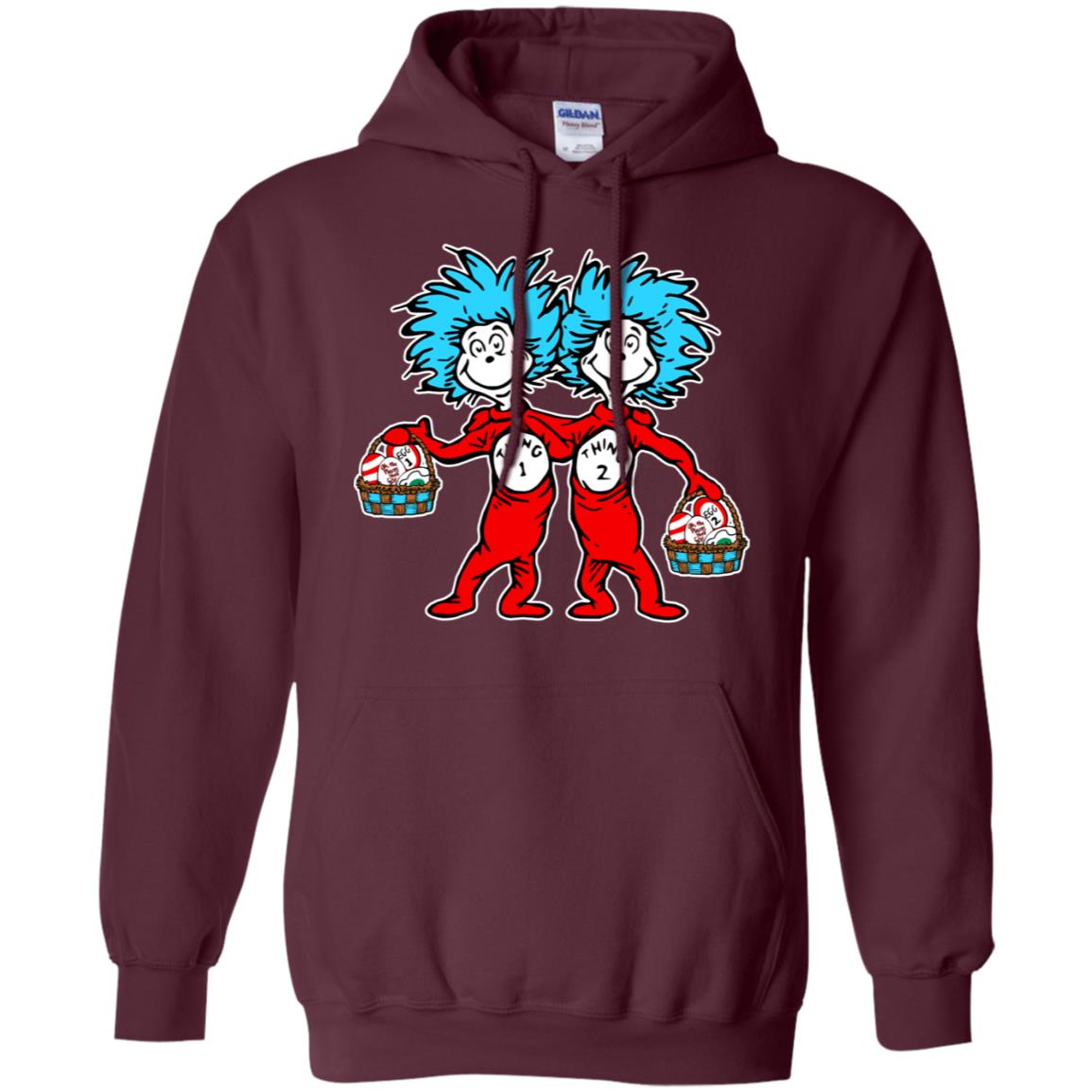 Dr. Seuss Thing 1 Thing 2 Easter Egg T-shirt Maroon