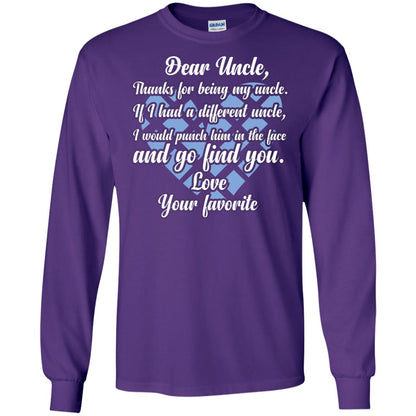 Dear Unclethank For Being My Uncle Family T-shirt Purple