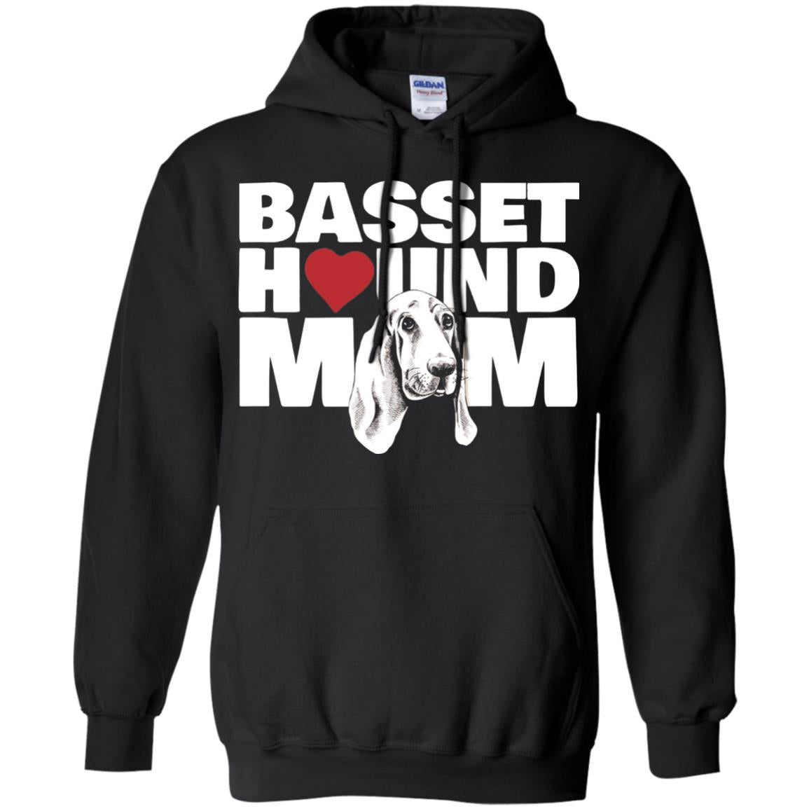 Basset Hound Mom Heart T-shirt Black