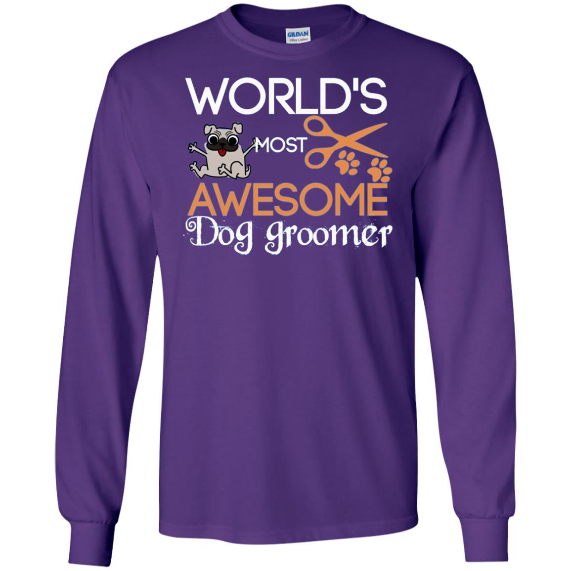 Dogs Lover Shirt World's Most Awesome Dog Groomer Purple