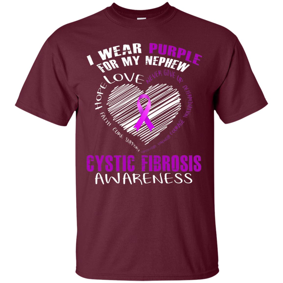 Cystic Fibrosis Awareness T-shirt I Wear Purple Maroon