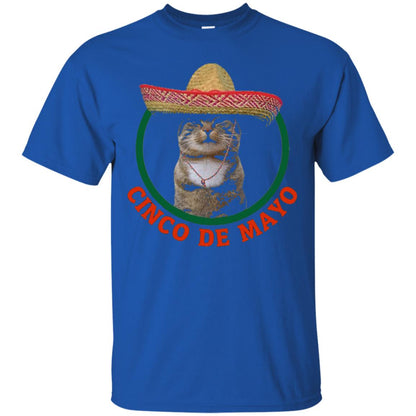Cinco De Mayo Kitty Cat Funny Cute Meow Sombrero T-shirt Royal