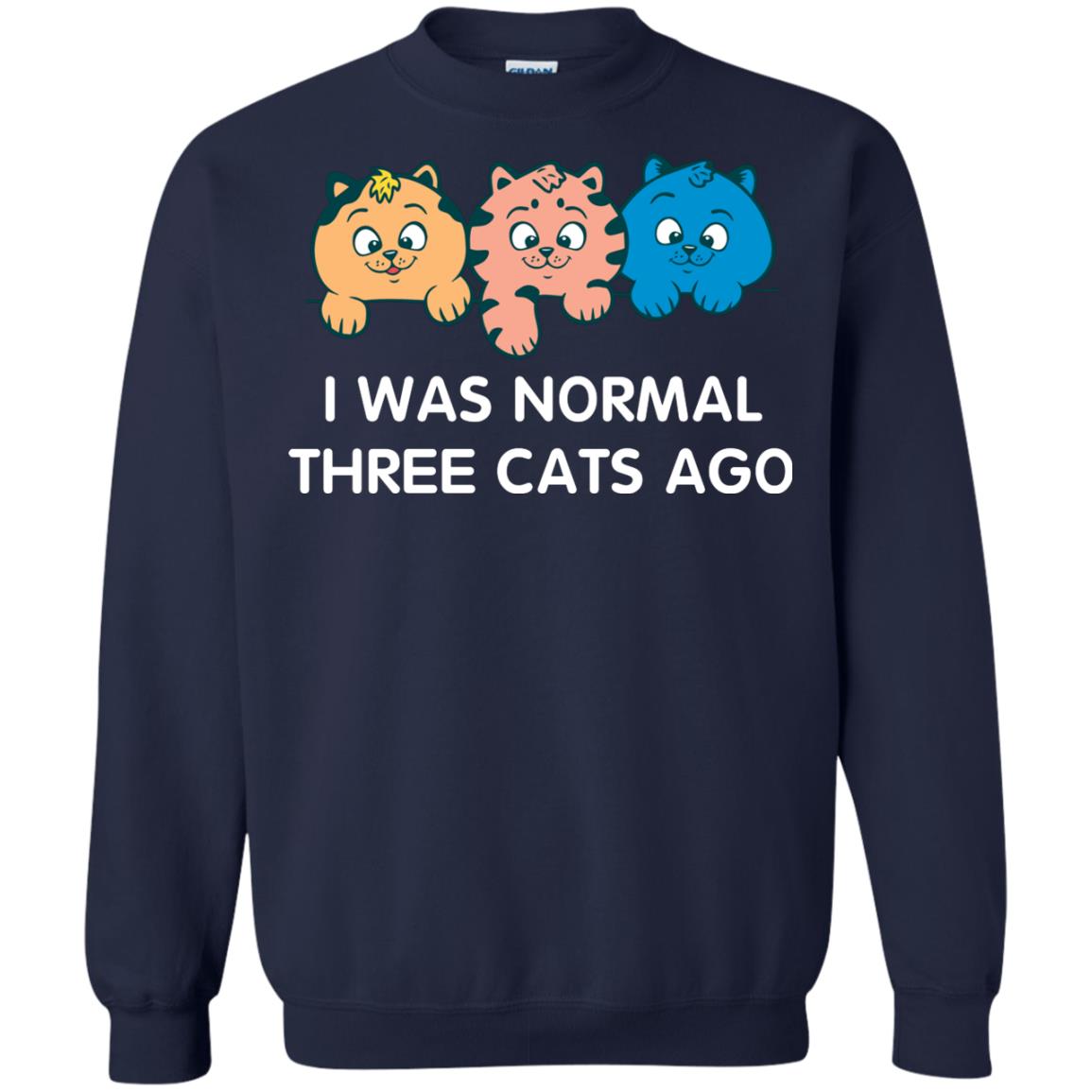 Cat Lover T-shirt I Was Normal Three Cats Ago Navy