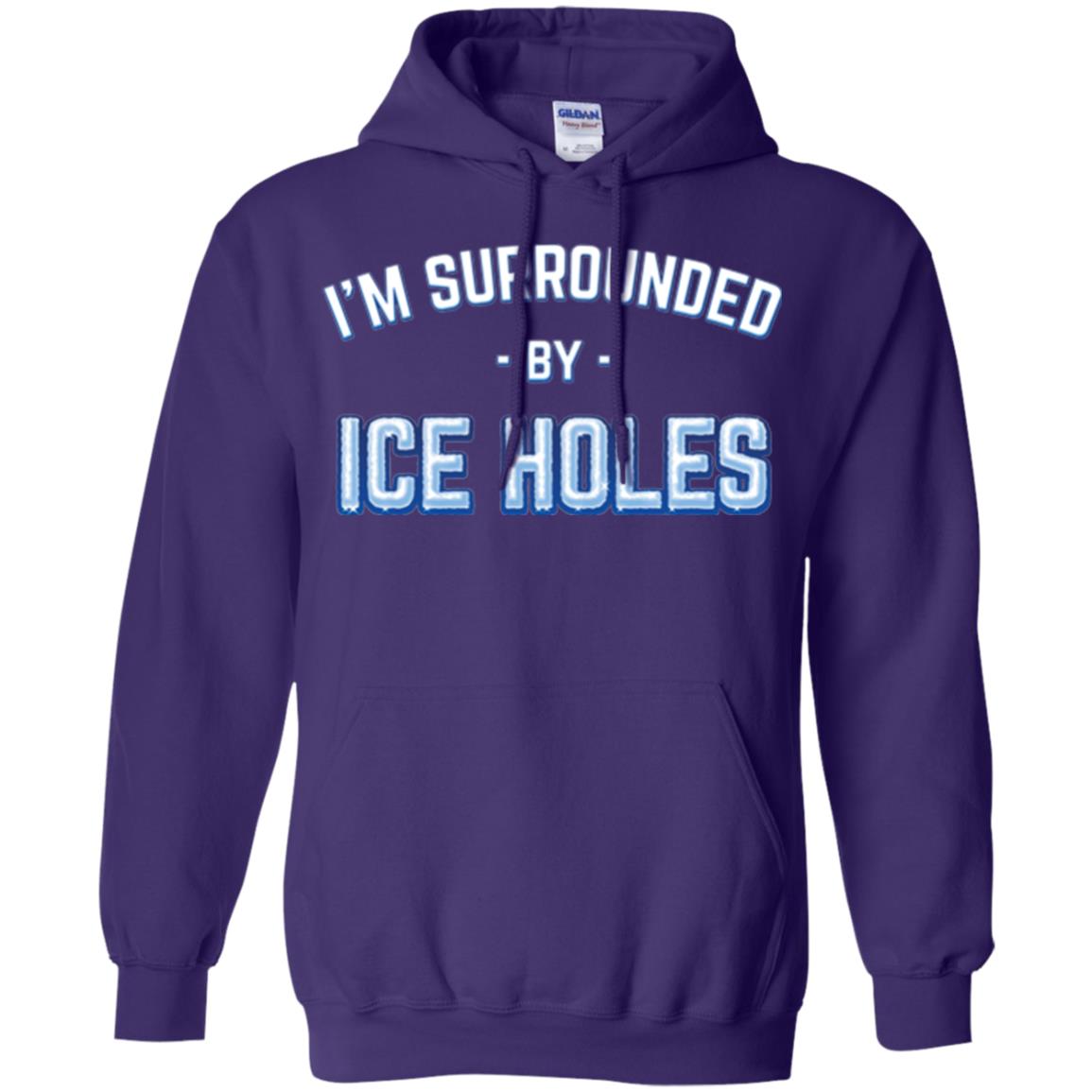 Funny Ice Fishing T-shirt I_m Surrounded By Ice Holes Purple