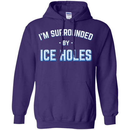 Funny Ice Fishing T-shirt I_m Surrounded By Ice Holes Purple