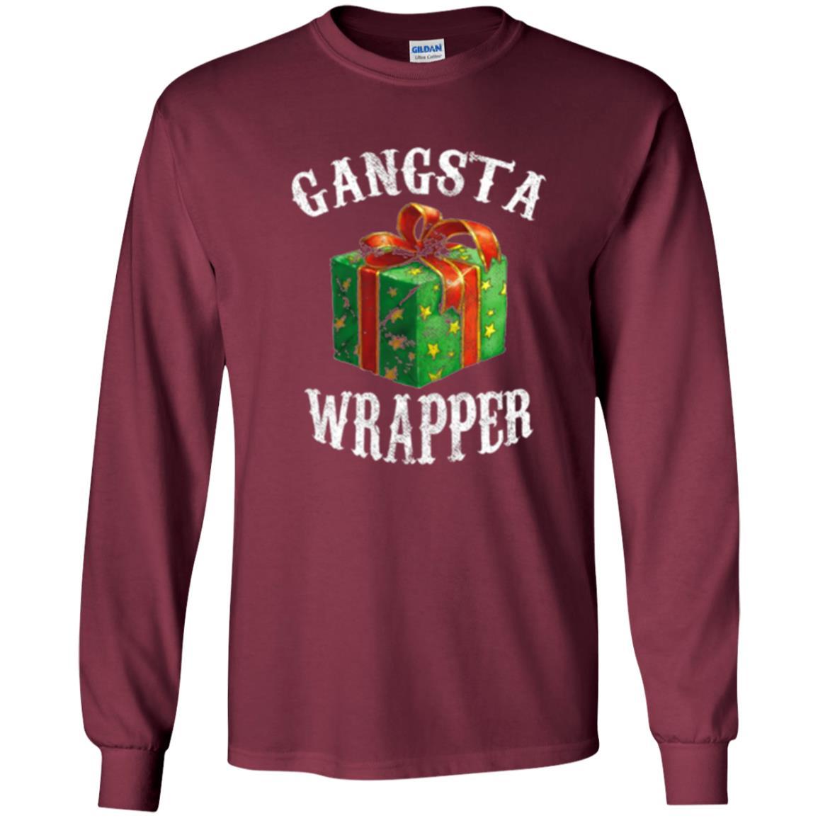 Christmas T-shirt Gangsta Wrapper Novelty Maroon
