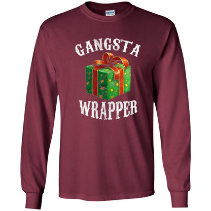 Christmas T-shirt Gangsta Wrapper Novelty Maroon