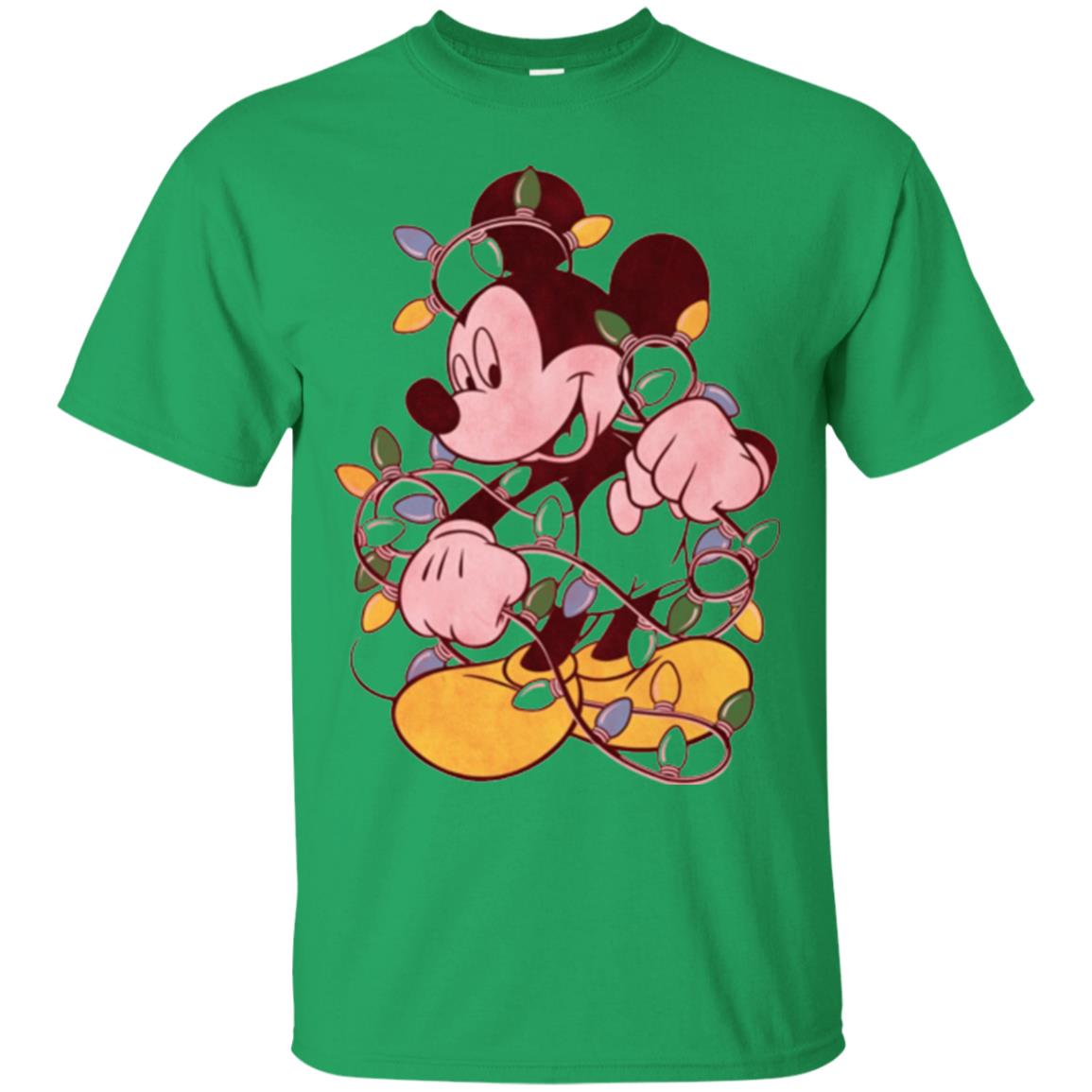 Christmas Lights T-shirt Disney Mickey Mouse Irish Green